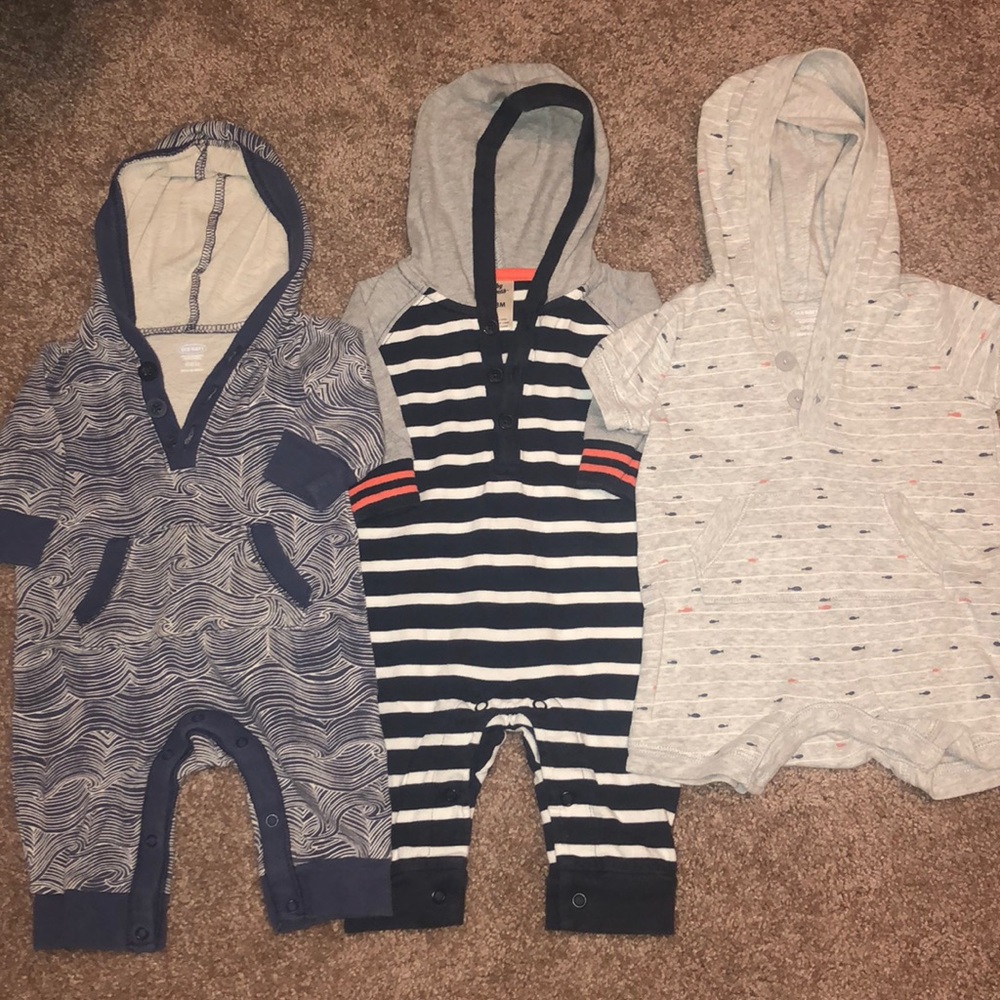 Set of 3 Baby One Pieces, Lightweight, 0-3 M